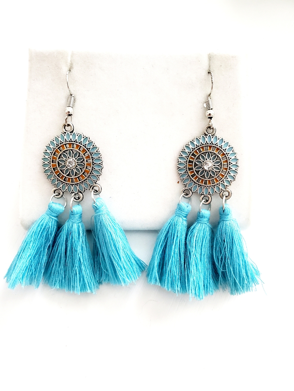 Boho Turquoise Tassel Drop Earrings - Unbranded